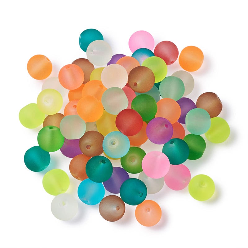 Craftdady 500Pcs 10mm Transparent Frosted Glass Beads Tiny Crystal Glass Round Loose Spacer Beads Random Mixed Colors for Jewelry Making Hole: 1mm - Image 2